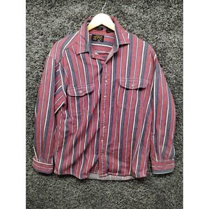 Vintage Eddie Bauer Shirt Adult Large Tall Red Verticle Stripe 90s McKinley Clot
